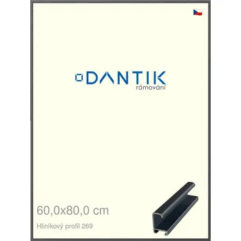Rám na obraz DANTIK rámeček 60x80 | ALU profil 7269 Šedá Oplal broušená (Plexi Čiré) (Vyrobeno s láskou u nás v DANTIKU)