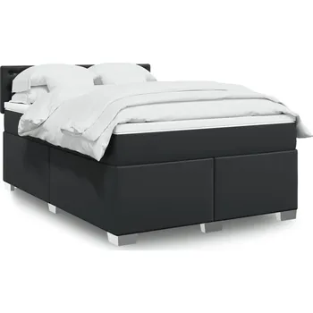 Postel vidaXL Box spring postel s matrací 160x200 cm umělá kůže [3286129] Barva: Černá