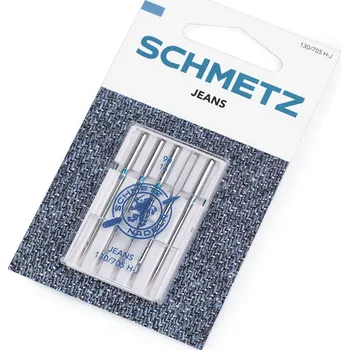 Příslušenství k šicímu stroji Strojové jehly Jeans 90; 100; 110 sdružené Schmetz na kartě, barva 1 (90/14) nikl