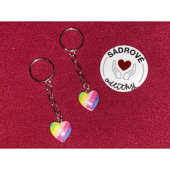 HandMade by VeJa Přívěšek na klíče - duhové srdce