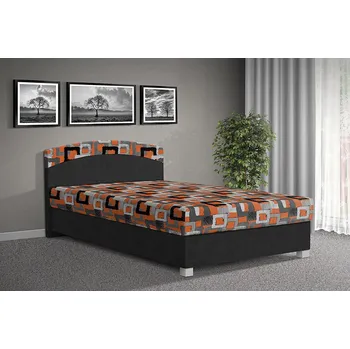 Postel Nabytekmorava Postel Aurelie 140x200 cm barva čalounění: Černá/ Mega 023 oranžová