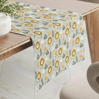 ubrus Dětský bavlněný běhoun na stůl Sandra SA-565 Lvi na šedém 45x140 cm