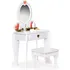 dětský toaletní stolek ECOTOYS Velký dřevěný toaletní stolek se zrcadlem 49 x 34 x 97 cm bílý