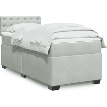 Postel vidaXL Box spring postel s matrací 80 x 200 cm samet [3288476] Barva: světle šedá