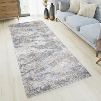 Koberec Běhoun na míru Portland - abstrakt 2 - modrý/šedý Rozměr koberce: 60 cm