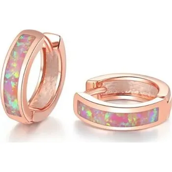 Náušnice Prosperk Stříbrné náušnice kroužky Opál - rose gold S3937