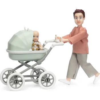 Domeček pro panenku Lundby tatínek s kočárkem a miminkem