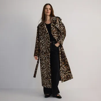 Reserved - Bavlněný dvouřadý trenčkot s páskem - vícebarevná - 128EN-MLC - 128EN-MLC-S