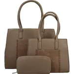Trendy sada koženkových kabelek do ruky s peněženkou Namins, khaki