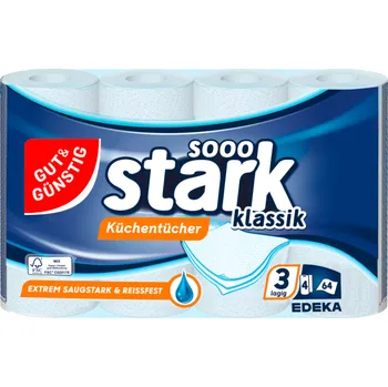 Vlhčený ubrousek G&G Kuchyňské utěrky 3-vrstvé extra pevné a savé 4 ks á 64 útržků - originál z Německa