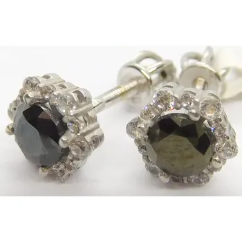 Náušnice Klenoty Budín Dámské zlaté peckové náušnice z bílého zlata s černými zirkony 585/1,77gr 6630323 (Klenoty Budín Dámské zlaté peckové náušnice z bílého zlata s černými zirkony 585/1,77gr 6630323)