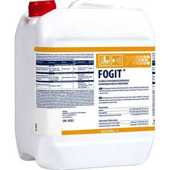 Dezinfekce schülke fogit 15 kg (Vysoce účinný koncentrovaný kapalný dezinfekční přípravek na bázi aldehydů, určený k dezinfekci ploch a povrchů postřikem a k prostorové dezinfekci při aplikaci zmlžováním. Určený pro dezinfekci v chovech zvířat)
