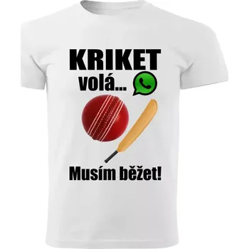 Dětské tričko Kriket volá musím běžet bílé 158 ( dětské tričko kriket volá musím běžet)