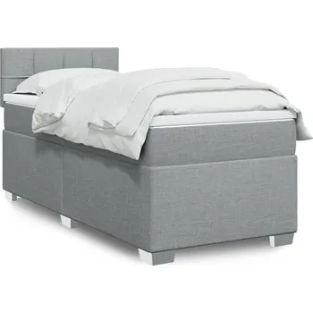 Postel vidaXL Box spring postel s matrací 90x200 cm textil [3285771] Barva: světle šedá