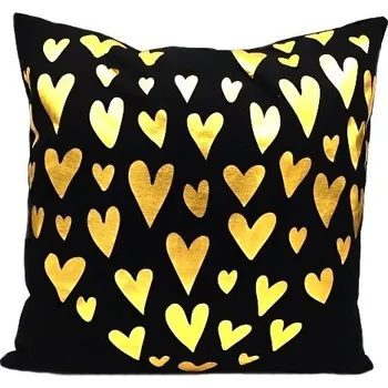 Dekorativní polštářek JAHU Polštářek s výplní - srdce černá(45x45cm)