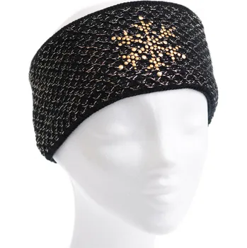 Zimní čelenka Dámská zimní pletená čelenka R-Jet CL11 černá se zlatým lurexem