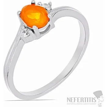 Prsten Prsten stříbrný s oranžovým opálem a zirkony Ag 925 026295 OROP 59 mm (US 9), 2,4 g
