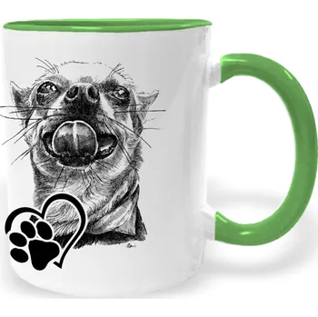 Hrnek - Čivava s jazykem Barva: Zelená