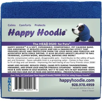 Obleček pro psa Happy Hoodie - uklidňující čelenka pro psy a kočky Barva: Modrá, Velikost: S ochrana sluchu pro zvířata