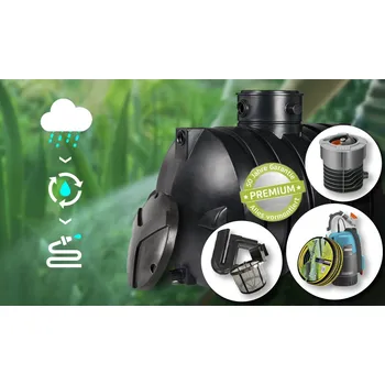 Plastová nádrž Ozeanis 4000 litrů s příslušenstvím Sestava je vhodná na sběr dešťové vody a její další využití.