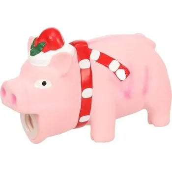 Hračka pro psa Flamingo Ishaan Vánoční hračka pro psy růžové prasátko 14cm