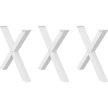 vidaXL Nohy k jídelnímu stolu ve tvaru X, 3 ks, bílé, 90 x (72-73) cm, ocel