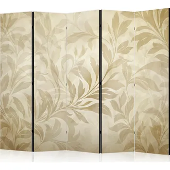 Paraván Paraván - Botanický motiv s listy a vinnou révou v pískových barvách. Velikost: 225x172 cm, Provedení: Jednostranný