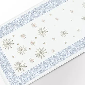 ubrus Lenbutik Hvězdné Vánoce zlatá 220x50 cm