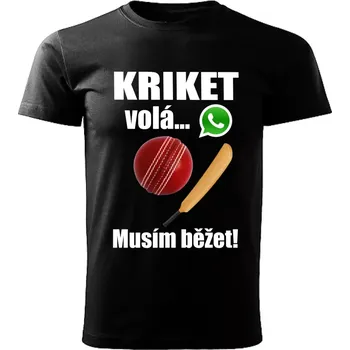 Dětské tričko Kriket volá musím běžet černé 110 ( dětské tričko kriket volá musím běžet)