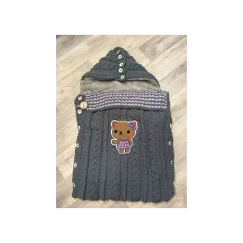 Fusak Pletený dětský fusak - šedá - kapuce rozepínací