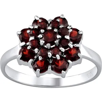 Prsten Stříbrný prsten s pravým přírodním Granátem obvod 49 mm