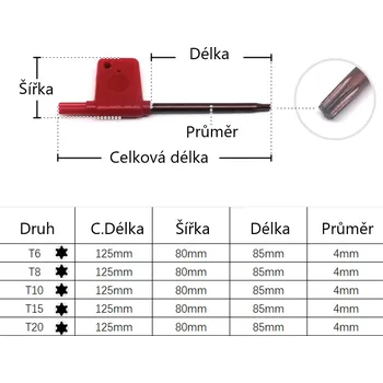 Šroubovák Hnástroje Zástrčný klíč TORX s L rukojetí Torx: T7
