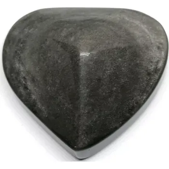 Srdce velké z obsidiánu stříbrného 6x5,5 cm