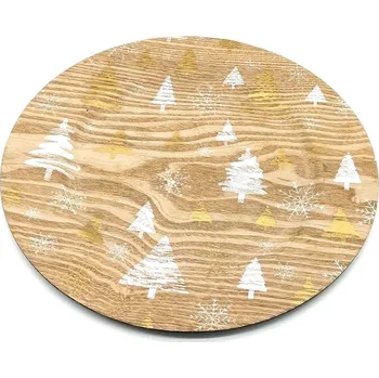 Talíř JAHU Dekorační talíř vánoční - Stromy bílé,zlaté