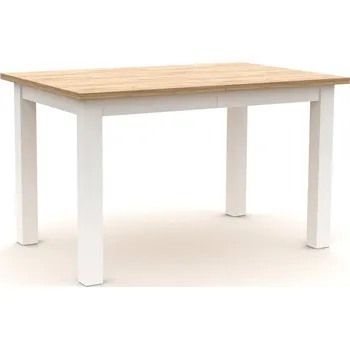 Jídelní stůl Jídelní stůl S14 Robin rozkládací 120-160×74 cm, DPB dub přírodní a bílá hladká matná, VÝPRODEJ
