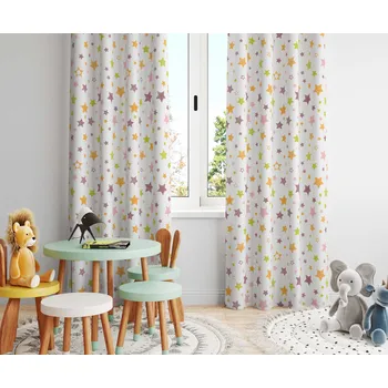 Orbytex Dětský zatemňovací závěs hotový - hvězdičky růžové Rozměry: Š/V 145x150 (1ks), Vršek závěsu: ŘASÍCÍ STUHA