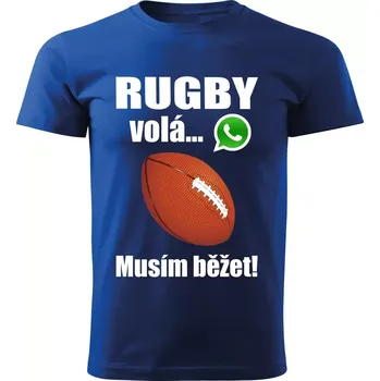 Chlapecké tričko Dětské tričko Rugby volá musím běžet modré 110 ( dětské tričko rugby volá musím běžet)