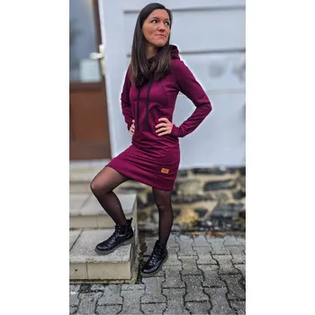 Těhotenská mikina Kulišárny Mikinošaty BORDO kojicí VELIKOST: 40