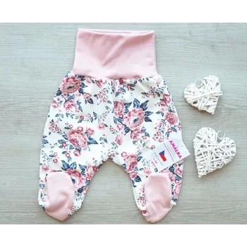 Dupačky AMÁLKA Bavlněné polodupačky, pudrové květy Velikost: 86