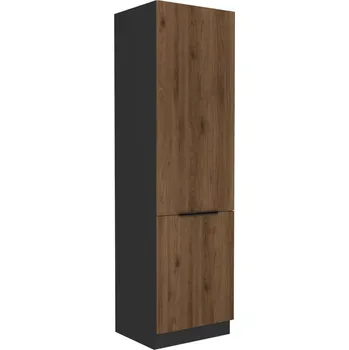 Kuchyňská linka MOB Potravinová kuchyňská skříň Tempo Kondela Monzesa 60 DK 210 2F (ořech okapi + černá)