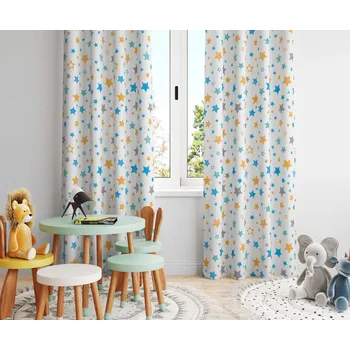 Orbytex Dětský zatemňovací závěs hotový - hvězdičky modré Rozměry: Š/V 145x220 (1ks), Vršek závěsu: ŘASÍCÍ STUHA