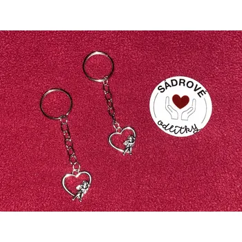 HandMade by VeJa Přívěšek na klíče - srdce s andílkem