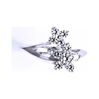Prsten Stříbrný prsten kytičky čiré zirkony - VR311 (Stříbrný prsten se zirkony)