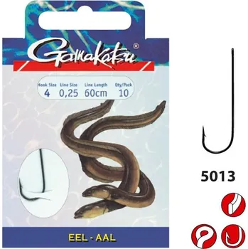 Rybářský háček GAMAKATSU - Hotový návazec na úhoře Eel LS-5013 NS Black vel. 4 60 cm 10 ks