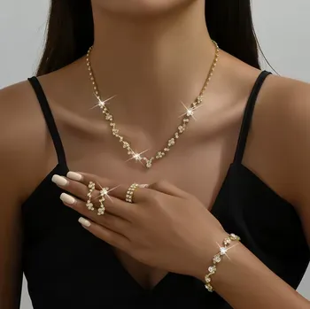 Souprava šperků B-TOP Jemná 4-dílná souprava Drahokam - pozlacená