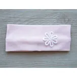 AMÁLKA Elastická světle pudrová čelenka, bílá květinka Velikost: 62-68