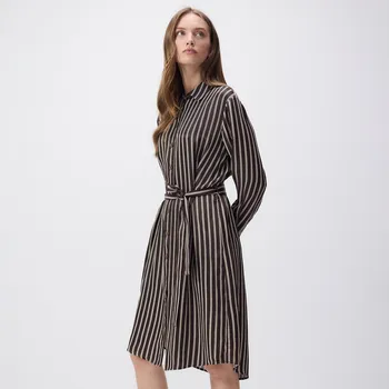 Dámské šaty Reserved - Košilové midi šaty z viskózy - tmavě hnědá - 809ET-89X - 809ET-89X-XL