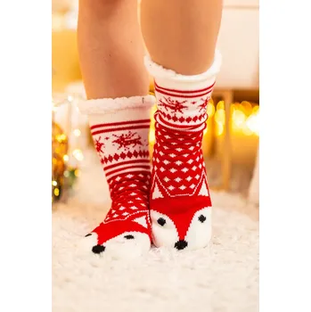 Dámské ponožky Dámské termo ponožky LIŠKA v červené barvě, VELIKOST 35 - 38