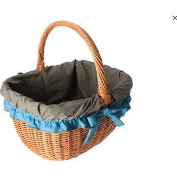 Nákupní košík Kvalitní proutěný koš na nákupy se zelenou látkou