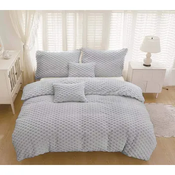 Povlečení 3dílné Mikroplyšové povlečení Exclusive sweet světlo šedá 200x140cm+90x70cm